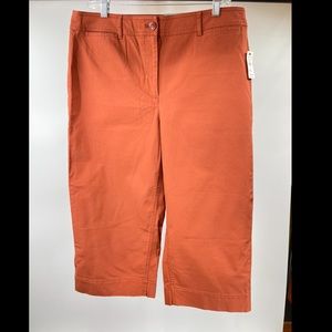 Talbots 12p petite orange pants wide leg crop chino NWT